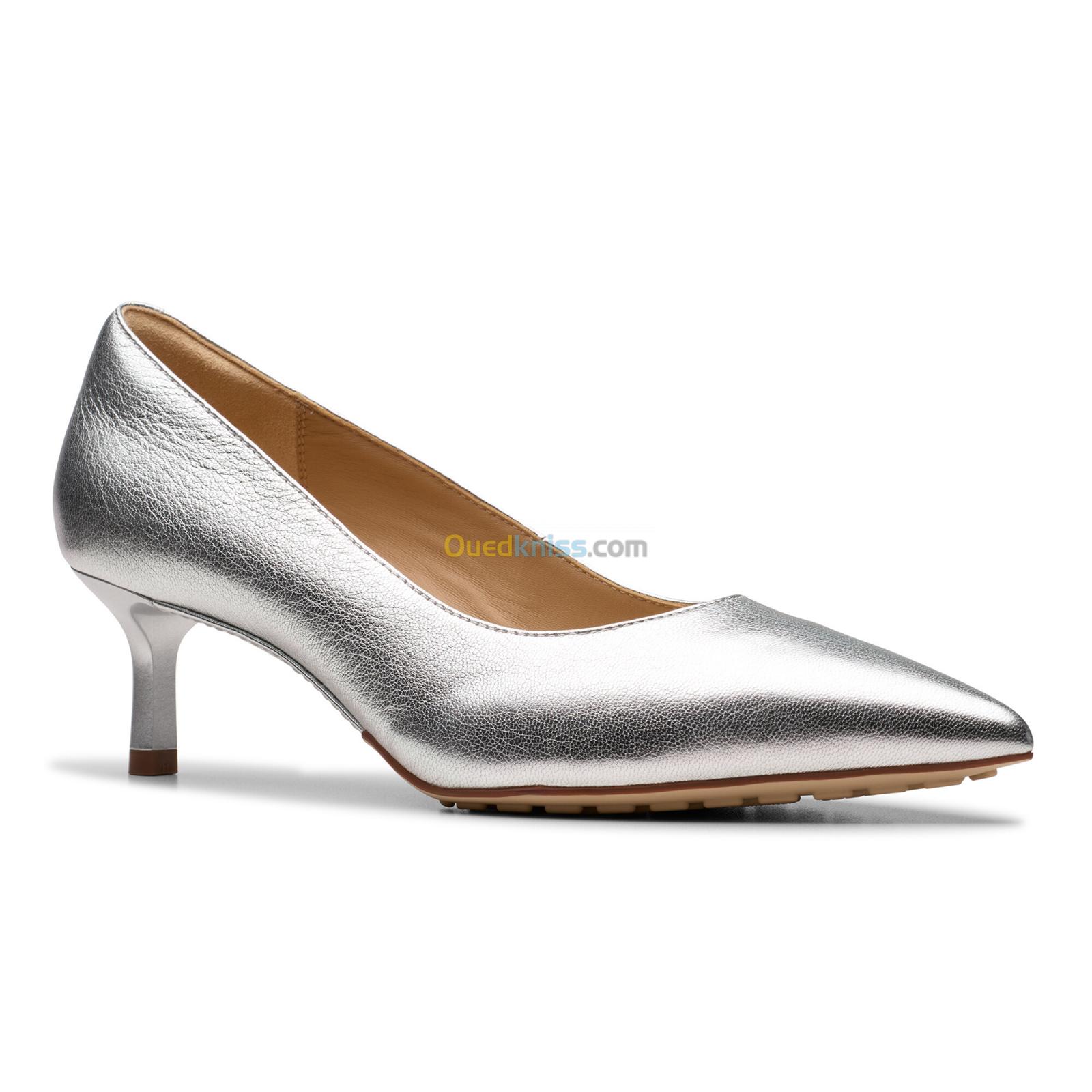 CLARKS Adela Court Silver Leather