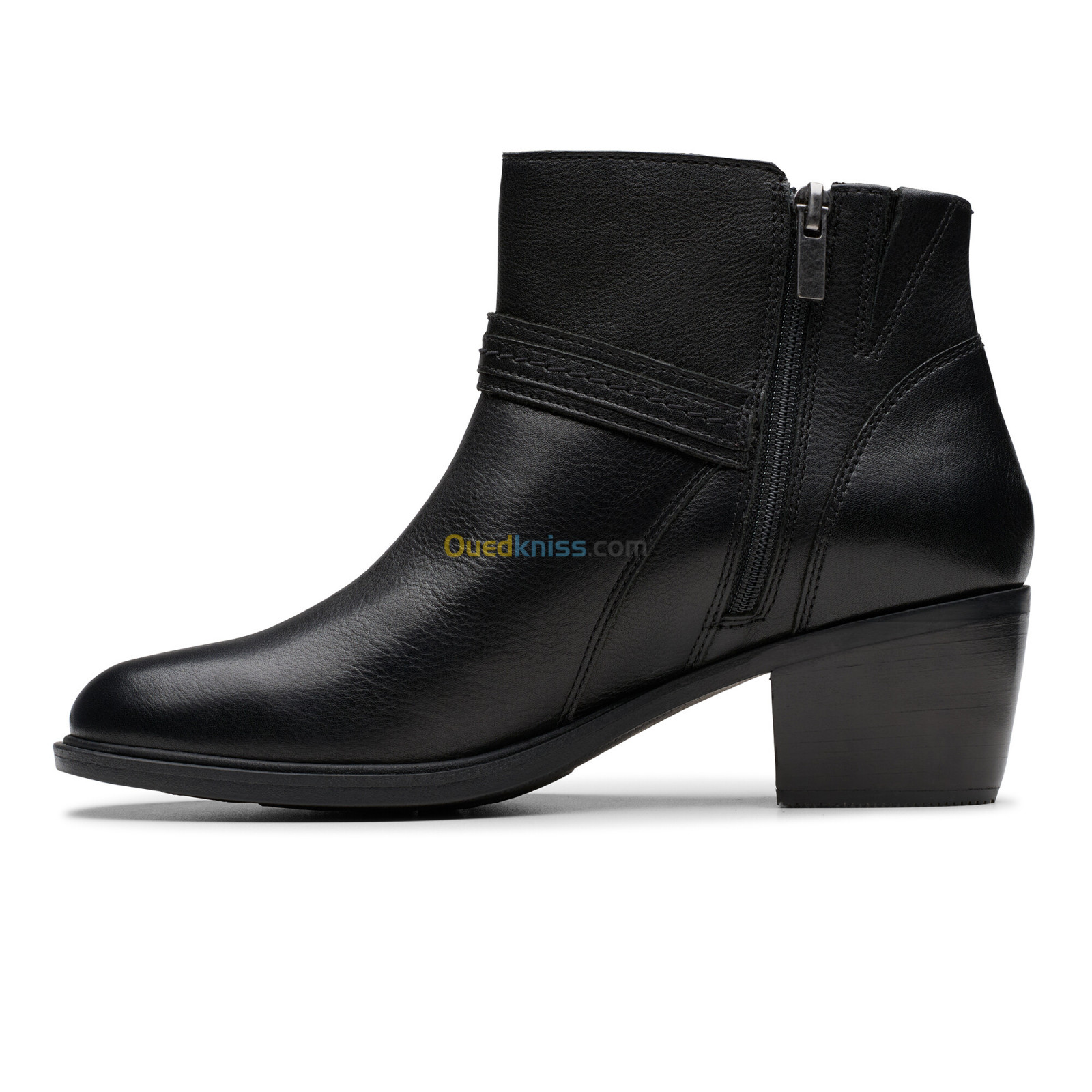 CLARKS Neva Buckle Black Leather