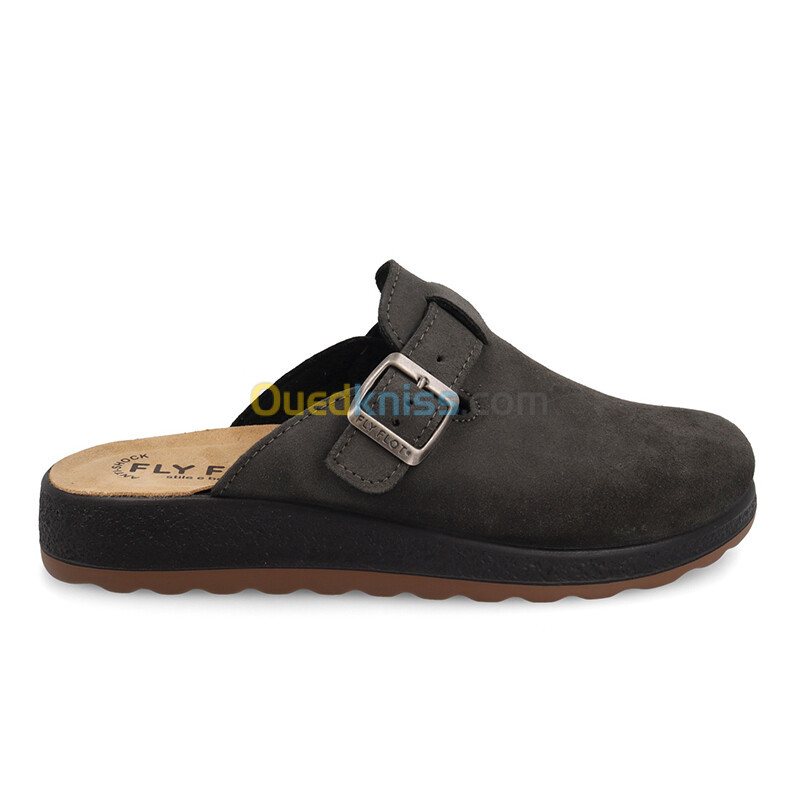 FLY FLOT Leather Man Slipper Anthracite