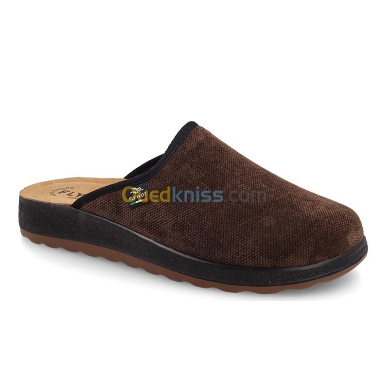 FLY FLOT Cloth Man Slipper Dark-Brown