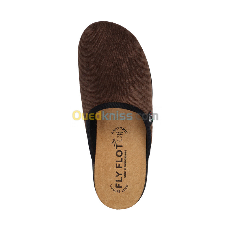 FLY FLOT Cloth Man Slipper Dark-Brown