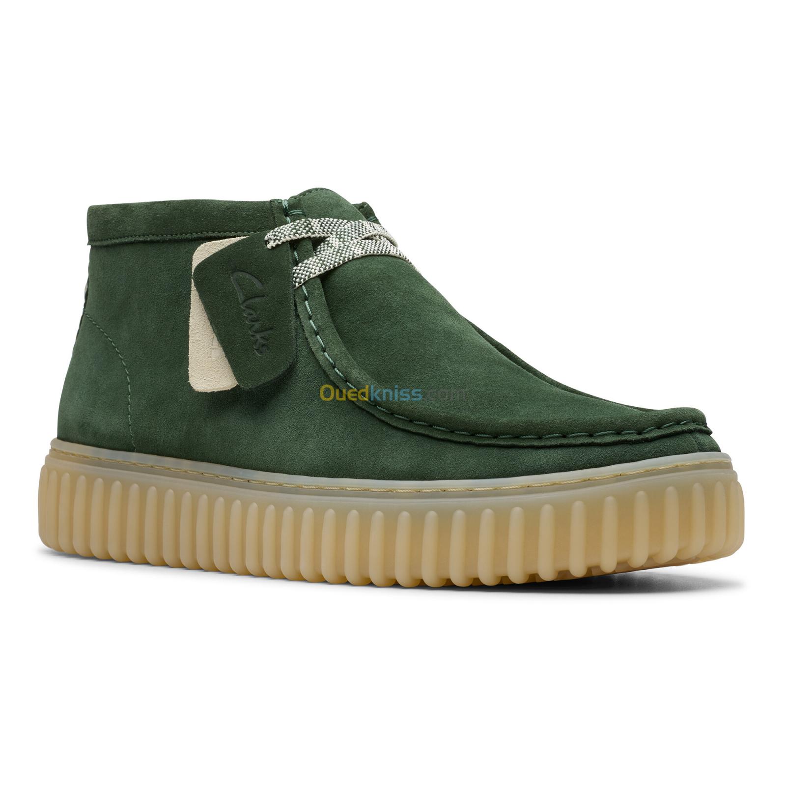 CLARKS Torhill Hi Dark Green Suede