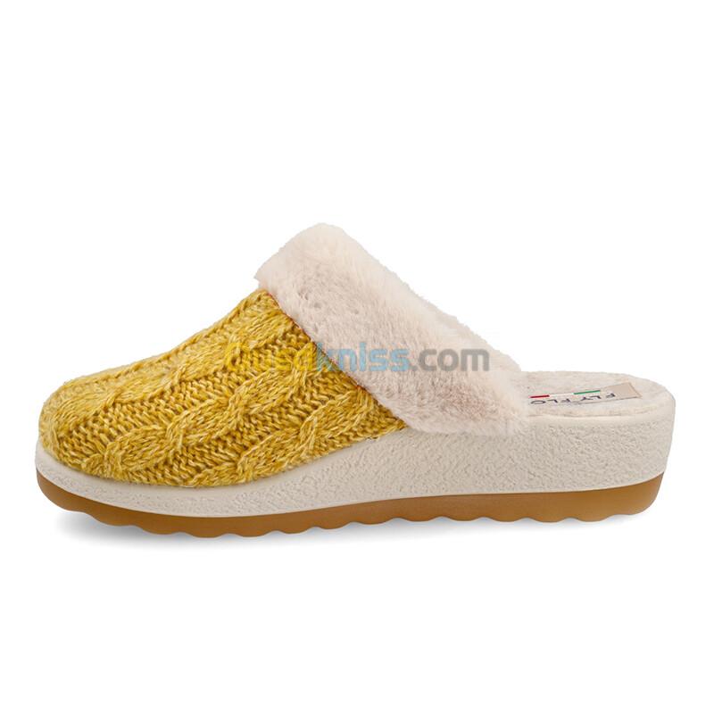 FLY FLOT Cloth Woman Slipper Black Yellow