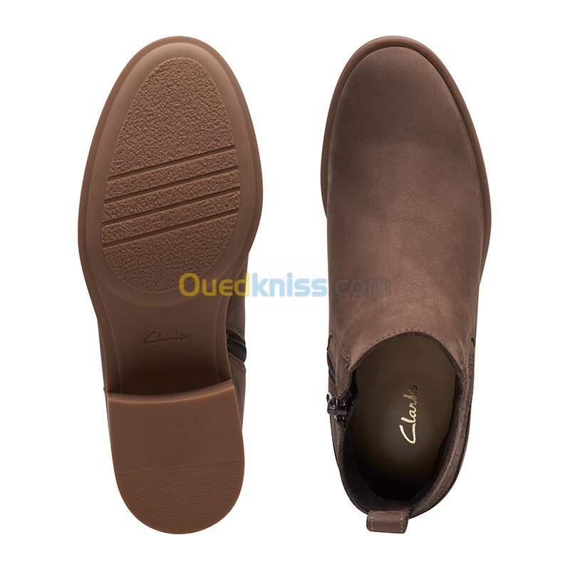 CLARKS Memi Zip Taupe Nubuck