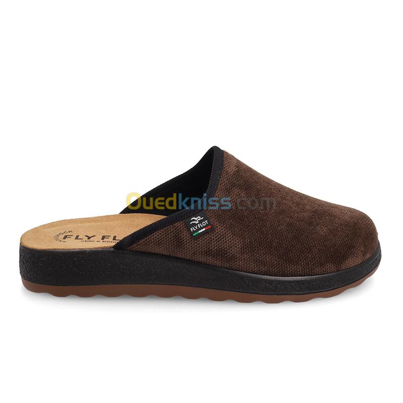 FLY FLOT Cloth Man Slipper Dark-Brown