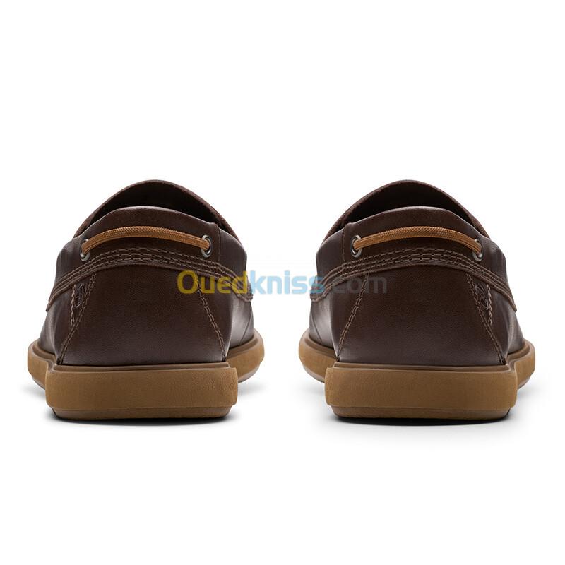 CLARKS Bratton Boat Dark Brown Lea