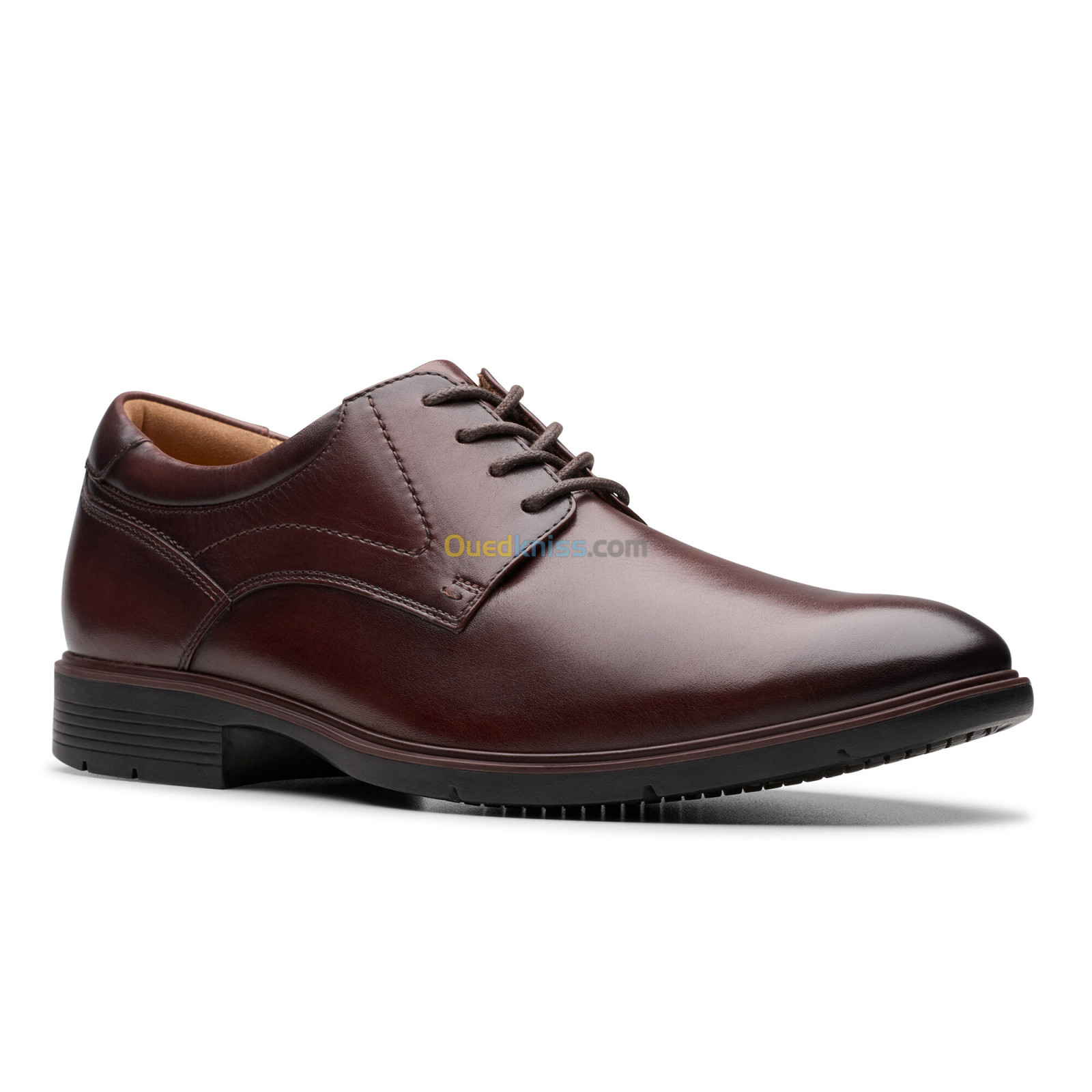 CLARKS Eldredge Plain Dark Brown Lea