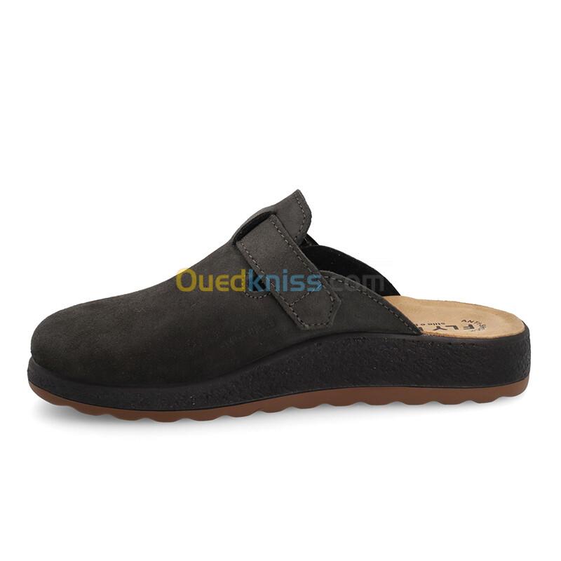 FLY FLOT Leather Man Slipper Anthracite