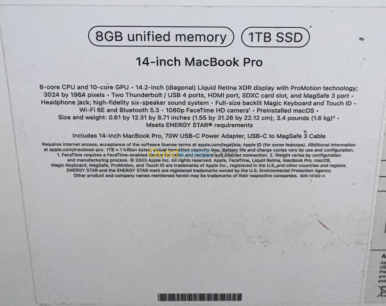 MacBook Pro 14-inch, M3, Nov 2023, 1TB |SSD