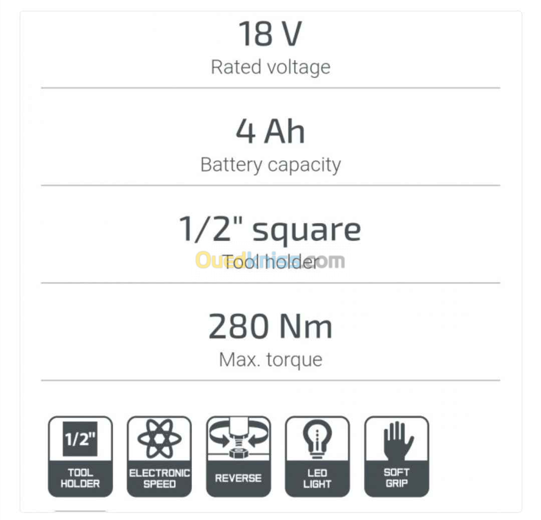 Clé à choc crown a batterie 18v