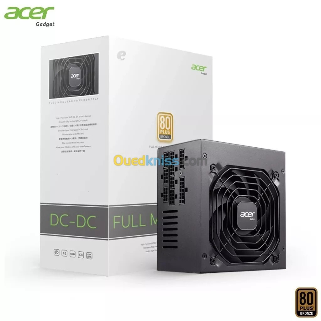 ALIMENTATION ACER 750W 80+BRONZE FULL MODULAIR BLACK