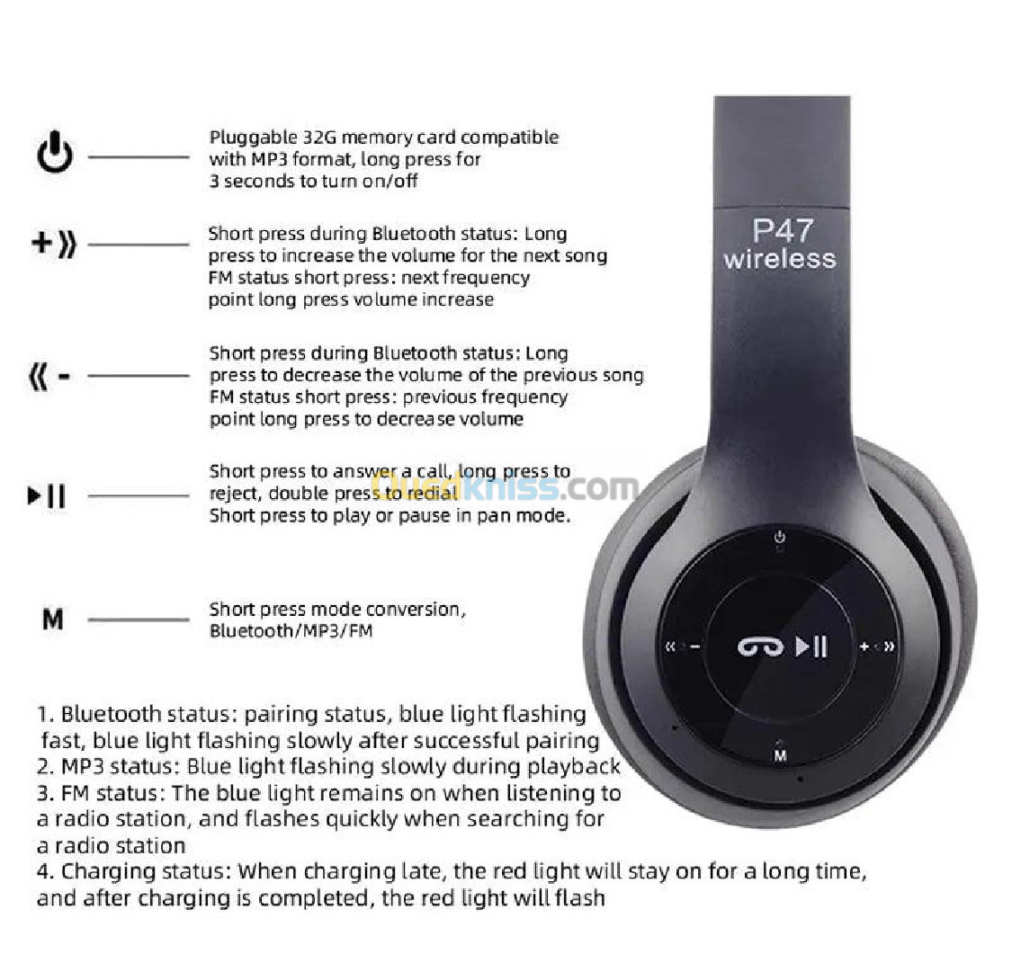 Casque Bluetooth P47