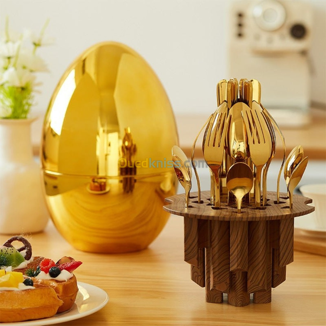 GOLDEN EGG ,Ensemble de couverts , 24 pièces, en acier inoxydable, pour 6 personnes