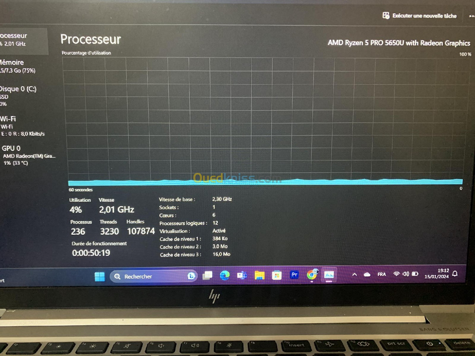 HP ELITEBOOK 835 G8  ( presque neuf )  AMD RAYZEN 5 pro 5650U 2,30 GHZ  6 COEUR