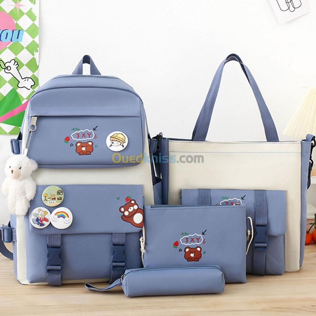      Sac à dos Kawaii 4 pièces joli sac à dos pour l école avec accessoires