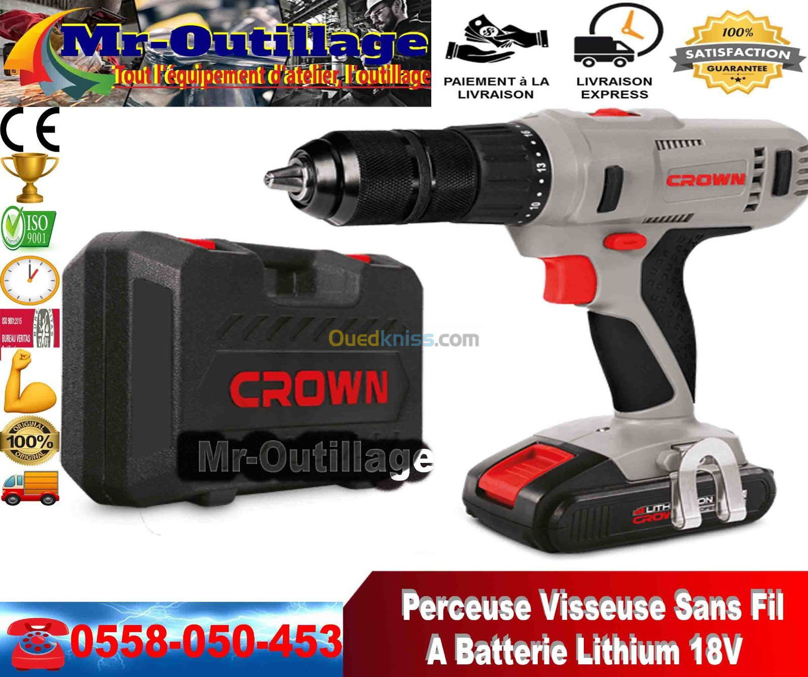 Perceuse-visseuse sans fil 18v crown