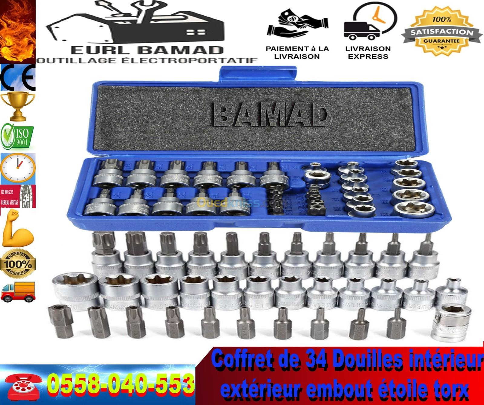 Coffret de 34 douilles clé douille intérieur extérieur embout étoile torx femelle