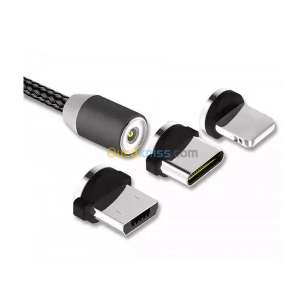 ADAPTATEUR MAGNETIC CABLE  3EN 1 LOUNA ET TYPE ET LIGHTNING  YESIDO CA11