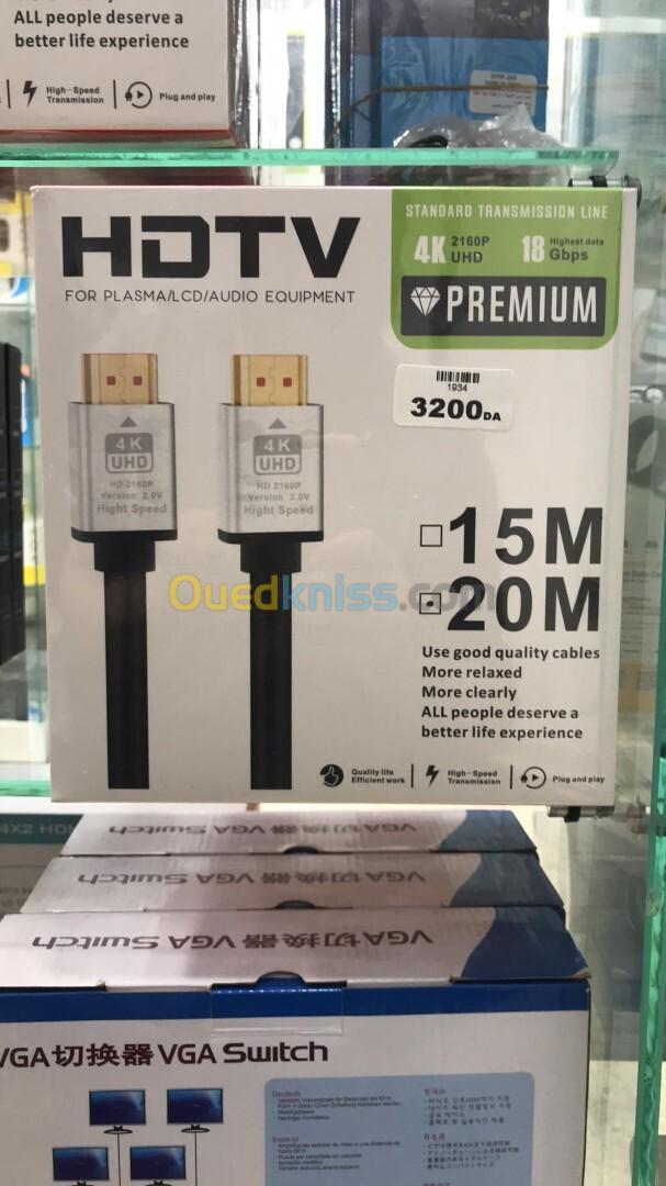 CABLE HDMI 4K 20M HIGH QUALITE PREMIEUM