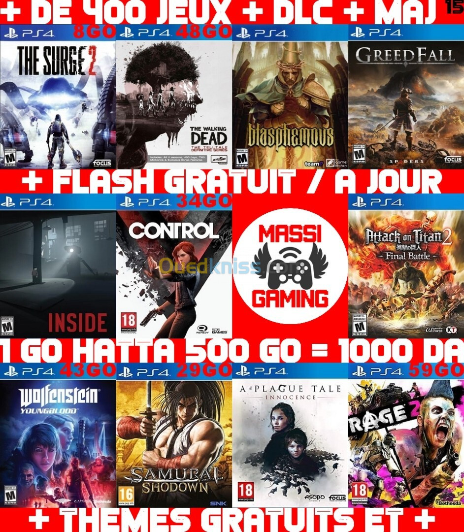 JEUX PS4 FLASHÉE 9.00 & 11.00 (+ FLASH GRATUIT + DLC + MISE A JOUR) --