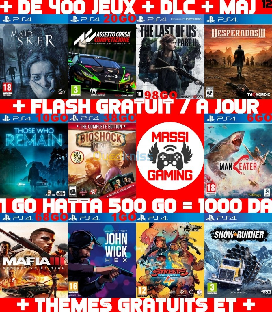 JEUX PS4 FLASHÉE 9.00 & 11.00 (+ FLASH GRATUIT + DLC + MISE A JOUR) --