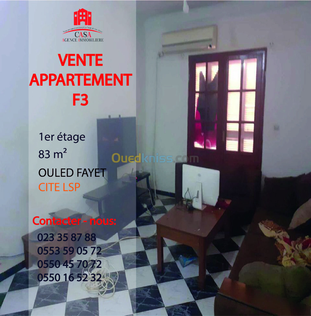 Vente Appartement F3 Alger Ouled fayet