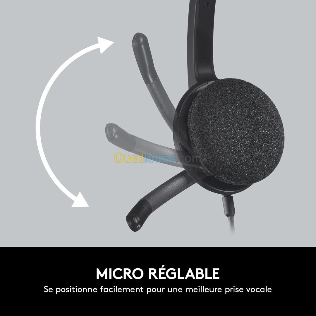 Casque Logitech H340 Filaire, Ecouteurs Stéréo avec Micro Rotatif Anti-Parasites, USB