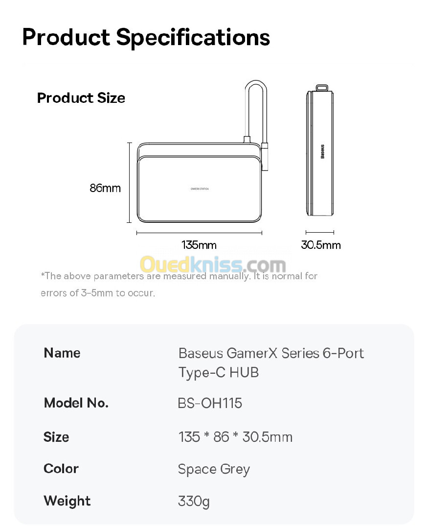 Baseus gaming docking station steam deck 6 en 1, hub Nintendo téléphone Gameboy support gamer jeux