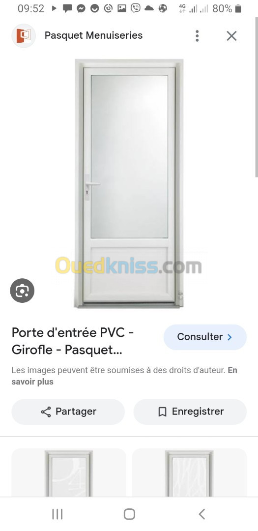 Porte Pvc doubles vitrages à gaz 