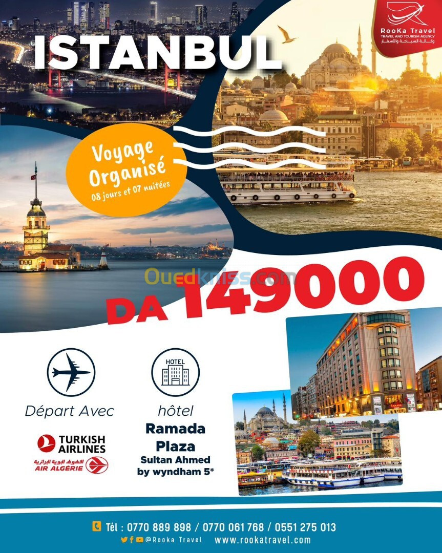 VOYAGE ISTANBUL  pour une semaine à seulement 149000 da 