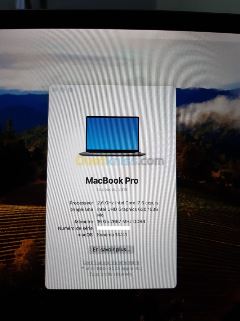  Macbook pro 2019 16" i7 Sans chargeur