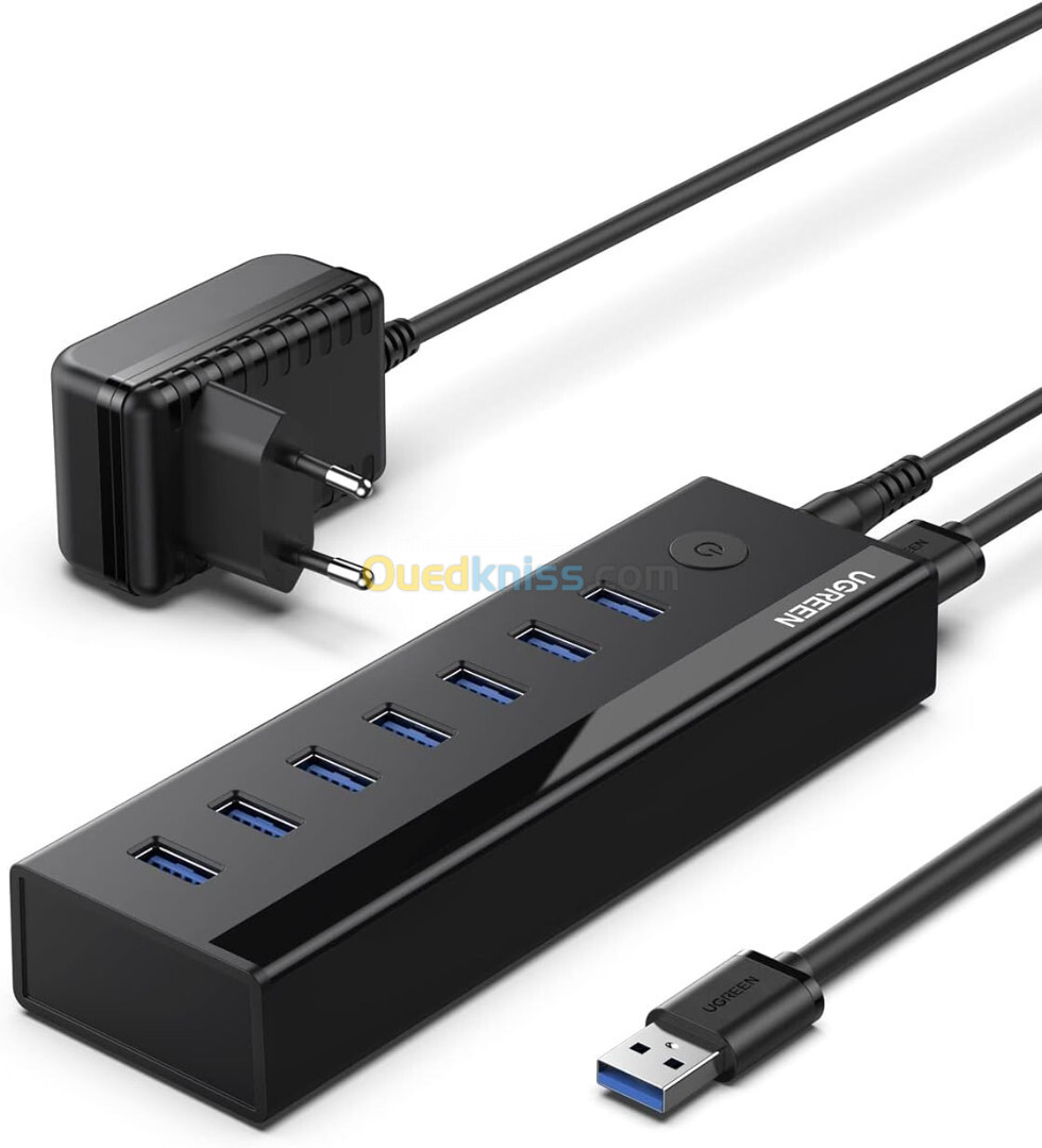 UGREEN Data Hub USB 3.0 à 7 Ports USB 5Gbps avec Bloc Alimentation 5V 2A 1M Câble full Compatible 