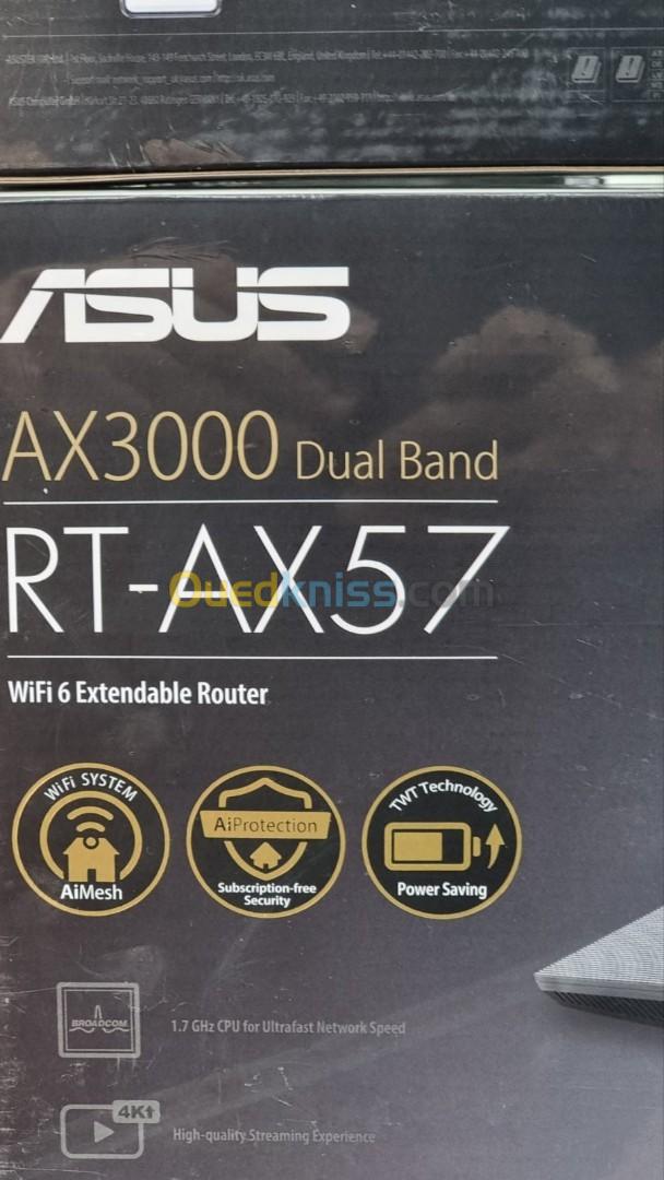 ASUS RT-AX57 Router AX3000 Wi-Fi 6 + Routeur Pour BOX Fibre Optique FTTH Haut De Gamme + Open VPN