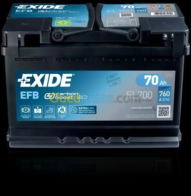 Batterie EXIDE 70ah 760 a(en) efb