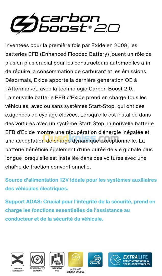 Batterie EXIDE 70ah 760 a(en) efb