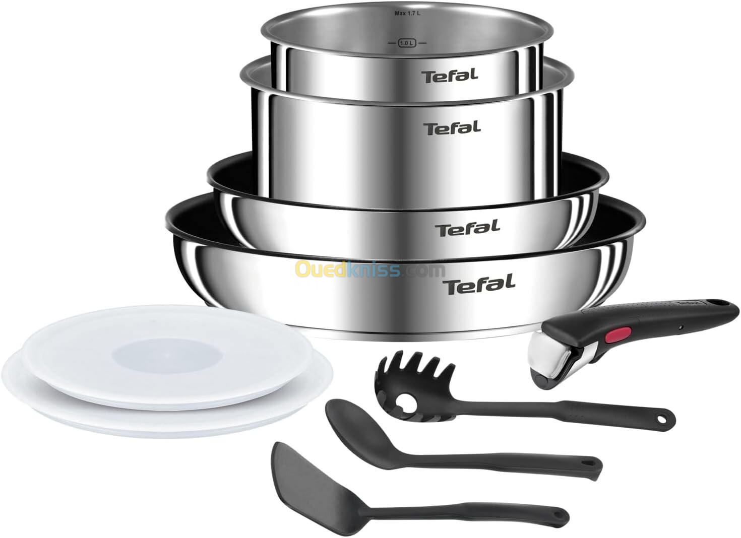 Tefal Ingenio Batterie de cuisine 10 pcs, Poêles, Casseroles, Couvercles hermétiques, Poignée amovib