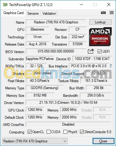 RX 470 8GB nitro SAPPHIRE