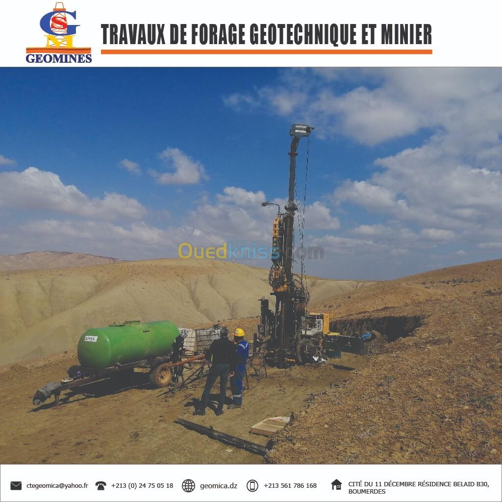 TRAVAUX DE FORAGE GÉOTECHNIQUE ET MINIER - ETUDE DE SOL - ALGÉRIE