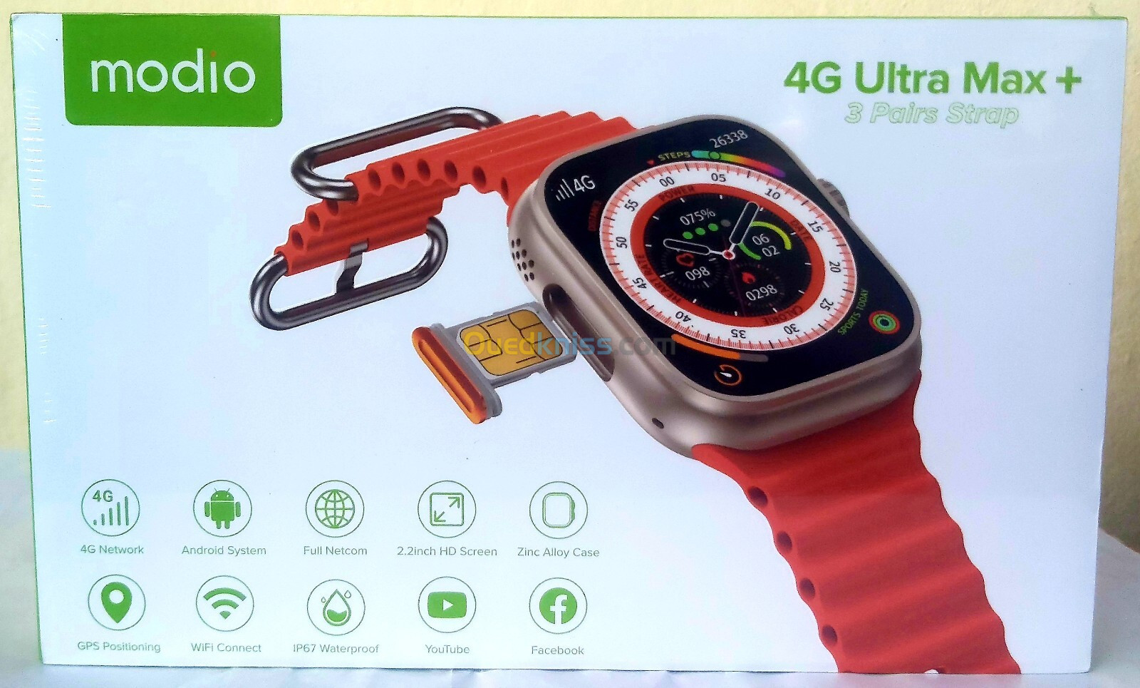 SMART WATCH MODIO 4G ULTRA MAX PLUS AVEC PUCE 3 BRACELET 