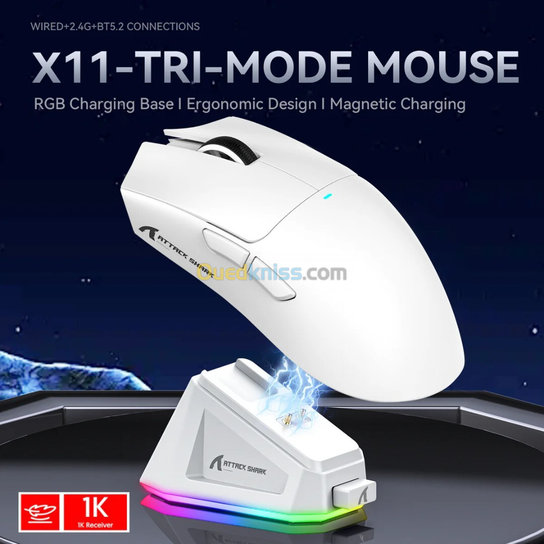 souris ATTACK SHARK X11 Wireless Gaming Mouse with Charging Dock