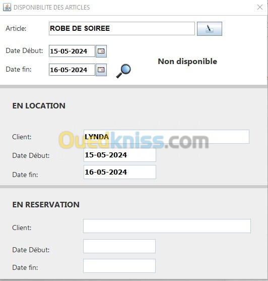 LOGICIEL DE GESTION LOCATION DE ROBES 