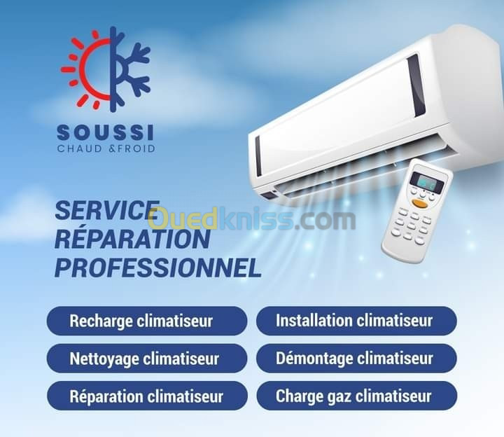 Installation et réparation charge de gaz toute les types froid climatisation disponible 24/24h