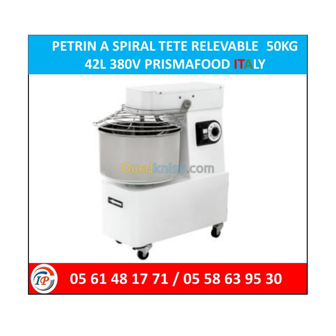 PETRIN A SPIRAL TETE RELEVABLE  50KG 42L 380V PRISMAFOOD ITALY