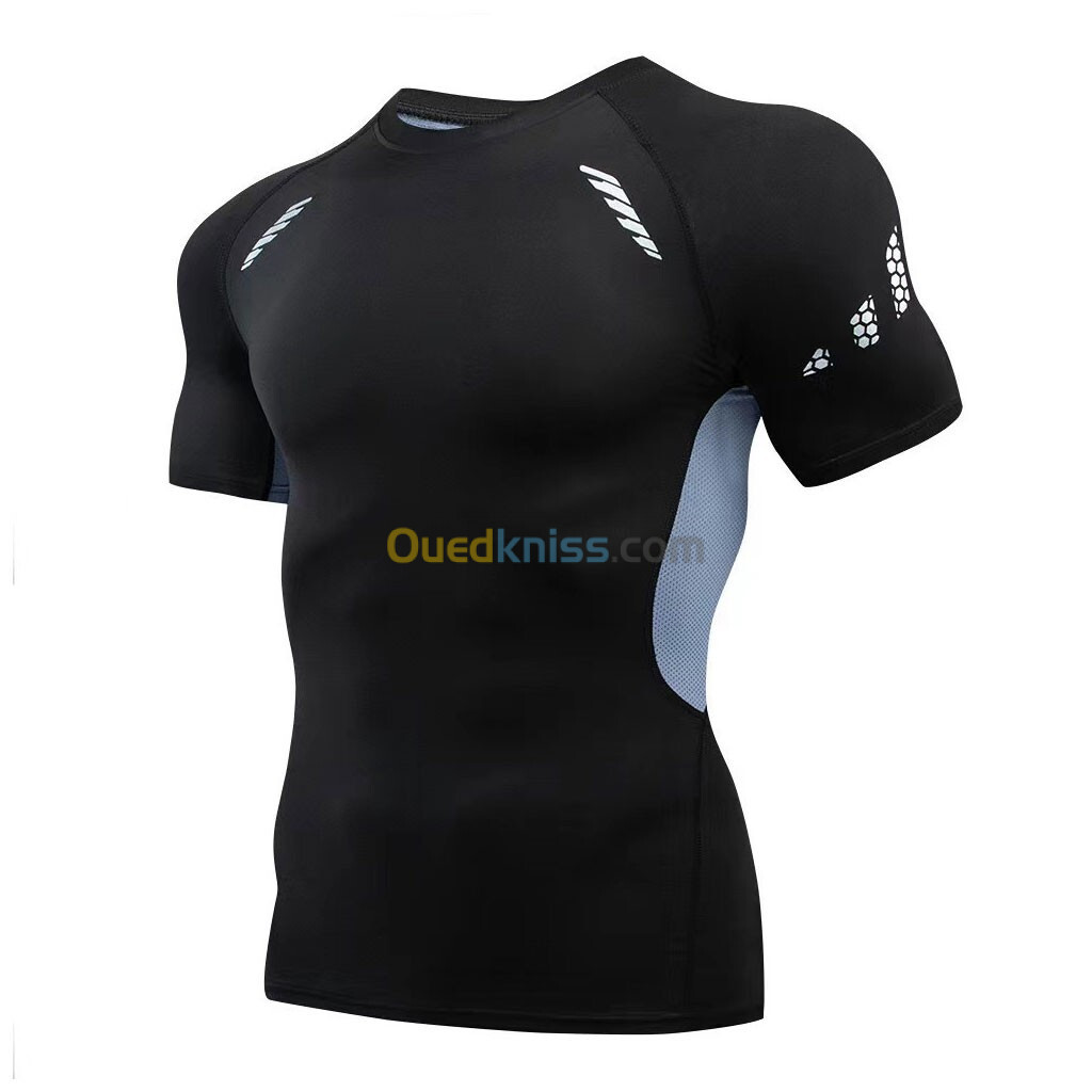  Ensemble de Compression pour Hommes de Sport 3 pièces Top et jambières