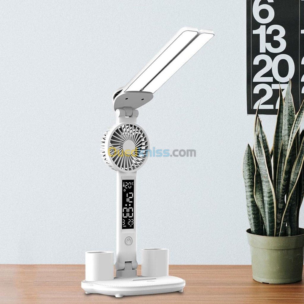  Lampe de bureau LED à double tête avec ventilateur contrôle tactile