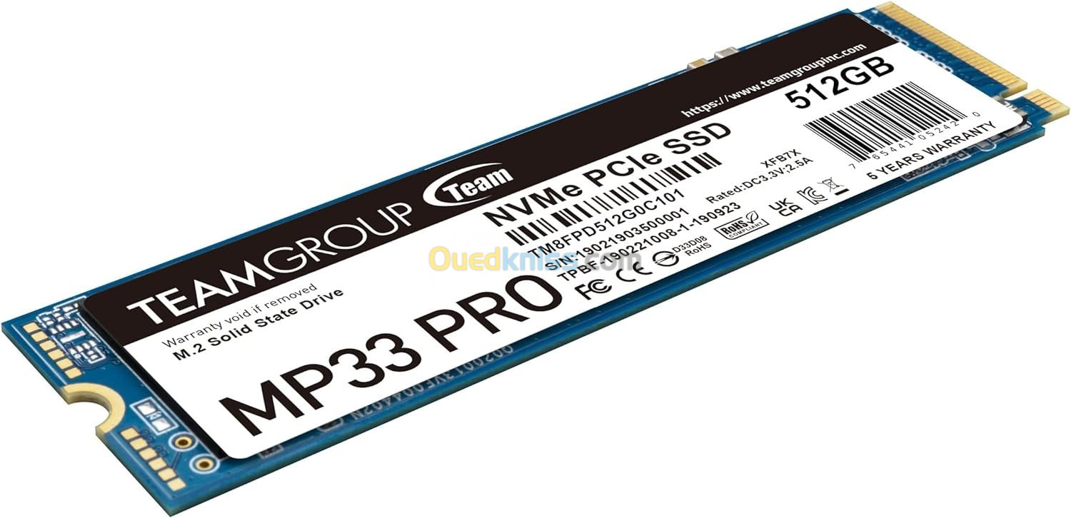 DISQUE DUR SSD NVMe M.2 512 Go TeamGroup MP33 PRO PCIe Gen3X4