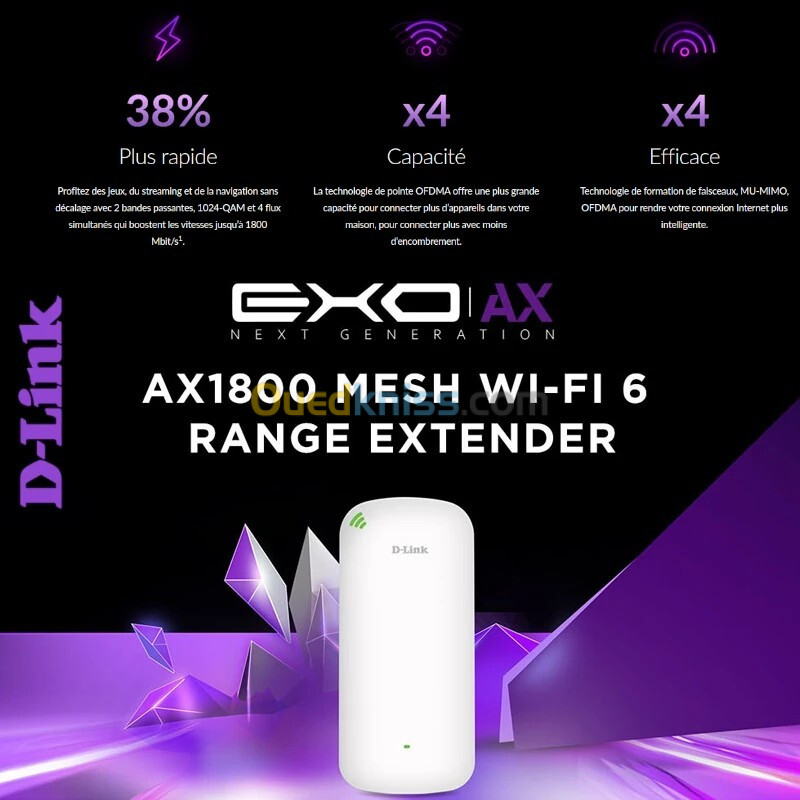 Répéteur Wi-Fi 6 EXO AX1800 Mesh D-link DAP-X1860