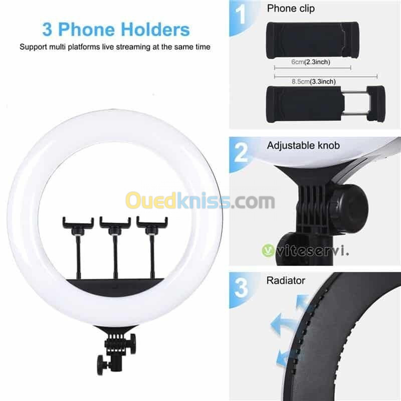 Anneau lumineux Led RGB Ring Light 15" MJ38 support 3 téléphones avec télécommande