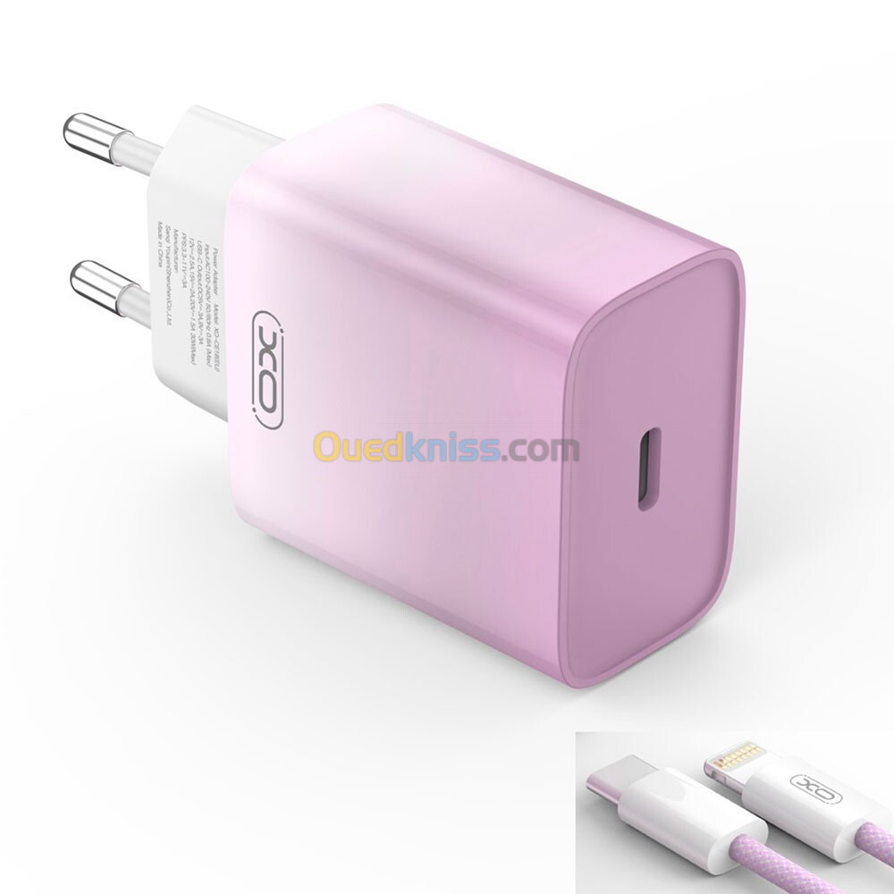 Chargeur USB-C XO CE18 PD 30W avec câble Lightning (USB-C)