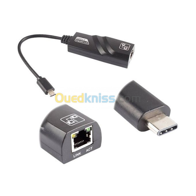 Adaptateur Réseau Usb3.0 Type-C Vers Rj45 Gigabit